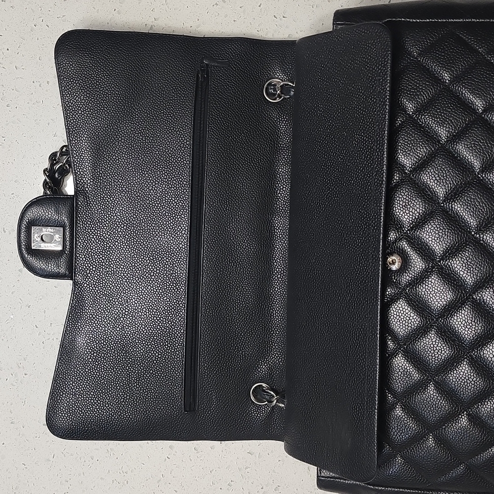 Chanel Caviar Maxi Double Flap Antique Silver HW - Picture 11 of 16